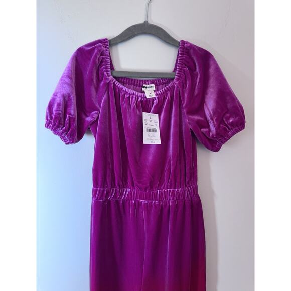 J. Crew Crewcuts Girl's Size 4 Velvet Jumpsuit Romper Pantsuit In Berry $80 NWT - Picture 5 of 13